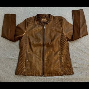 Sebby Collection Whiskey Brown Faux Leather Jacket